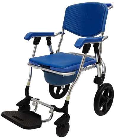 TCICOP Silla de baño con ruedas, silla de ducha para personas mayores, silla de ruedas, ayuda para limpiar glúteos, capacidad de carga de 125 kg, para personas mayores