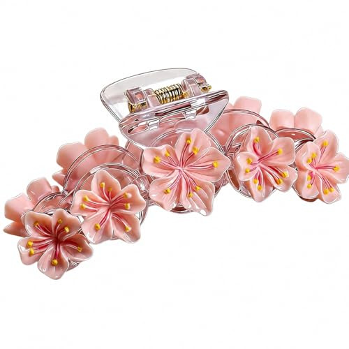 Cosblisvia 10.5 CM Résine Pince à Cheveux Fleur de Cerisier Accessoire Capillaire Élégant Pour Mariées Adolescents Femmes Lors de Mariages Bureau Vacances à la Plage Rose