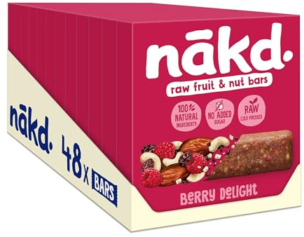 Nakd Berry Delight Natural Fruit & Nut Bars - Vegan - Healthy Snack - Gluten Free, 35 g (Multipack case 48 Bars)