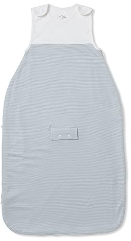 MORI Baby Clever Sleeping Bag in Blue Stripe - Unisex Toddler Organic Cotton and Bamboo Fabric - 0.5 Tog Ideal for Warm Weather - One Size