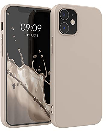 kwmobile Fodral kompatibelt med Apple iPhone 12/12 Pro - mjukt silikonfodral - matt beige