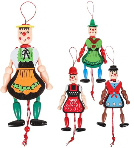 ABOOFAN Wooden Clown Marionette Puppet Toys: String Marionette Toys Pull String Puppet Doll for (Random Style)