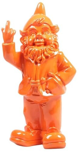Stoobz Nain de Jardin en résine Doigt d'honneur 7 x 8 x 20 cm Orange
