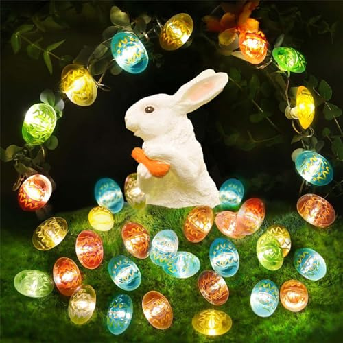 Eledreme lichterkette ostern 20 led osterdeko für draußen, warmweiß ostereier deko lichterkette außen batterie, ostern deko lichterkette innen batterie für Ostern Party garten