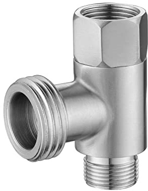 Stanweemix 3/8 x 1/2 Adapter T Connector, ADD-A-Tee Adapter 3 Way Valve 3/8 Tee Compression, Stainless Steel Splitting Water Supply T Pipe Fitting for Bidet Hose, Angle Stop Valve T Connector