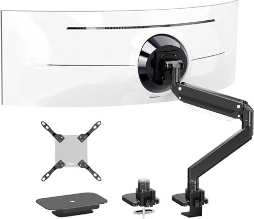 PUTORSEN Heavy Duty Monitor Arm for 17-57 Screens - Gas Spring Adjustable Monitor Mount Support up to 59.4 lbs, VESA 75x75 to 200x200