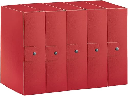 Esselte C30 Eurobox 390330160 - Carpeta proyectos para archivar, cierre con botón, 25 x 35 cm, lomo 10 cm, rojo, paquete de 5 unidades