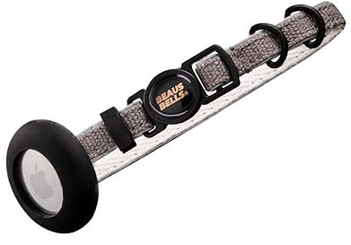 Beaus Bells Katzenhalsband aus recycelter Baumwolle mit AirTag-Halter, reflektierend, strahlfrei, wasserabweisend, Sicherheitsschnalle