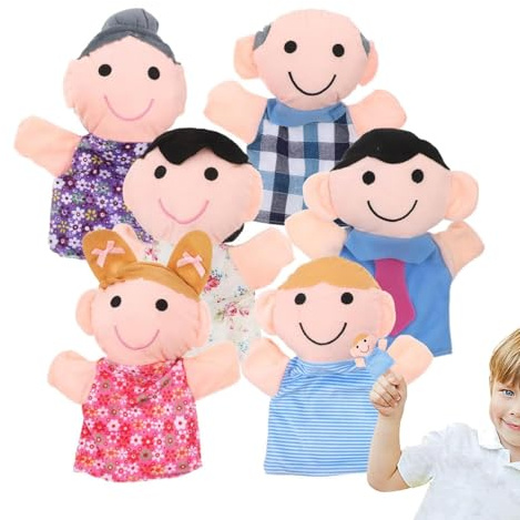 Set Di 6 Burattini Da Dito, Burattini Da Dito Natalizi Per Bambini, Set Di Burattini Da Dito Per 6 Membri Della Famiglia, Simpatici Pupazzi Di Stoffa In Velluto, Divertenti Oggetti Di Scena