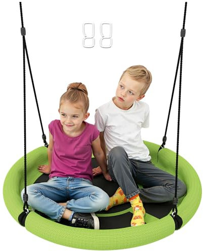 AIYAPLAY Nestschaukel Ø98 cm Tellerschaukel Höhenverstellbare Gartenschaukel bis 150 kg belastbar Langlebig & Wetterfest Hängeschaukel Kinderschaukel Outdoor Indoor für Kinder und Erwachsene