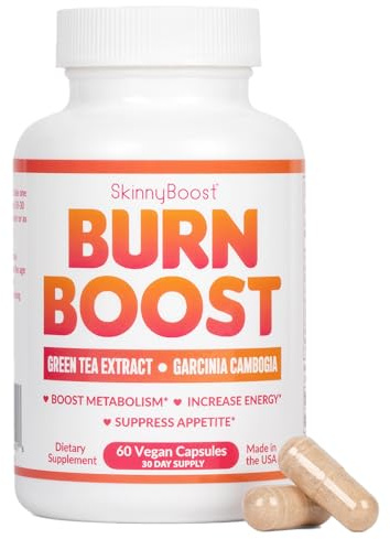 SkinnyBoost Burn Boost Capsules-60 Ct – Natural Vegan Metabolism Support with Green Tea & Garcinia Cambogia -Anotioxidants, Energy and Weight Management Burn Boost Vegan Capsules
