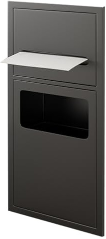 Doccia impermeabile a doppio strato, mensola portaoggetti a tenuta stagna e cassetto per bidone della spazzatura da incasso, in acciaio inox nero, 52 x 20 cm
