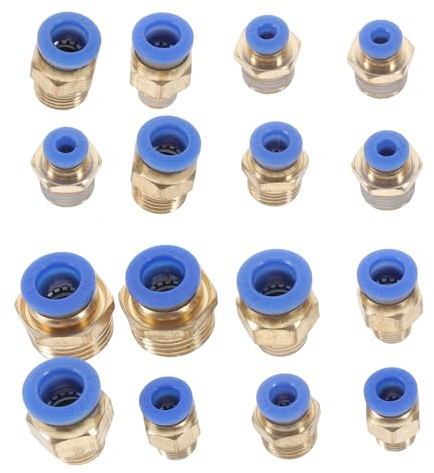 NUOBESTY Set 16 Pezzi Raccordi a Innesto Rapido per Tubi Dell’Aria in ABS Connettori Dritti per Compressori Idropulitrici e Utensili Pneumatici Raccordo a Crimpare per Progetti