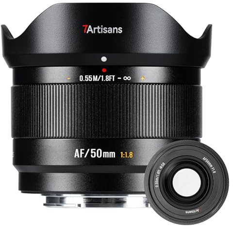 7artisans AF 50mm f1.8 APS-C Prime Lens for Sony E Mount LITE Series 178g Auto Manual Focus STM Camera Lens,Face/Eye Auto Focus for Humanistic/Portraiture/Street Photography (for Sony E Mount)