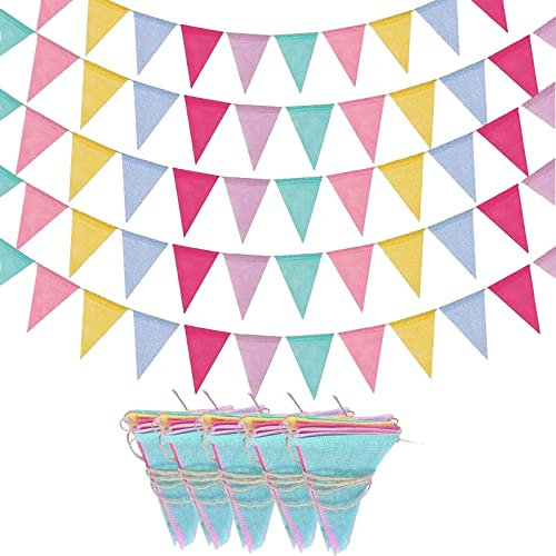 Wimpelkette, 5 Stück Wimpelkette Outdoor, Wimpel Girlande, Wimpelkette Kinderzimmer, wasserdichte Stoff Girlande Outdoor Banner Deko Party für Geburtstag Party Hochzeit Dekoration Indoor Outdoor