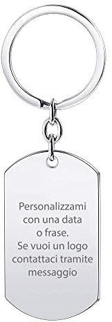 Stileitaliano portachiavi personalizzato piastrina family argento con incisione porta chiavi militare personalizzabile per famiglie in alluminio idea regalo… (03 - Piastrina Argento)