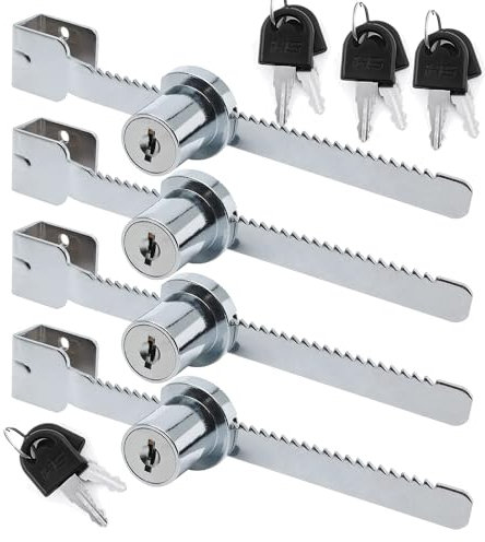 ZiYuya 4pcs Cerradura de vitrina de reptiles con llave para vitrina, cerradura de vitrina para vitrina, cerradura de puerta corrediza de vidrio, cerradura de trinquete, cerradura de terrario