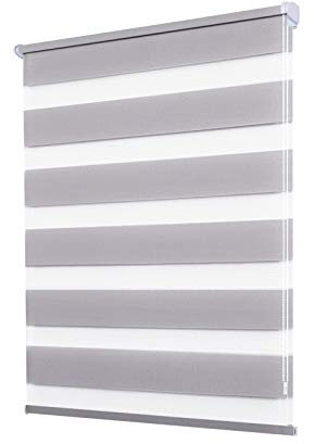 Doppelrollo Klemmfix ohne Bohren - 60 x 100 cm,Grau lichtdurchlässig & Blickdicht - Duo Klemmrollos für Fenster ohne Bohren - Stoffbreite 56 cm