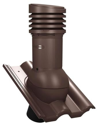 Entlüfterkamin Tile EVO DN125 für Braas - Frankfurter, Benders - Mecklenburger, ProDach - Doppelrömer Dachziegel Dachlüfter Lüfter (RAL8017 - Braun)