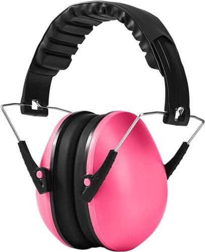 SIMAO TOYS Casque anti bruit, Cache oreille Anti bruit, pour enfants, 28 dB NRR Casque de protection pliable et réglable (Rose)