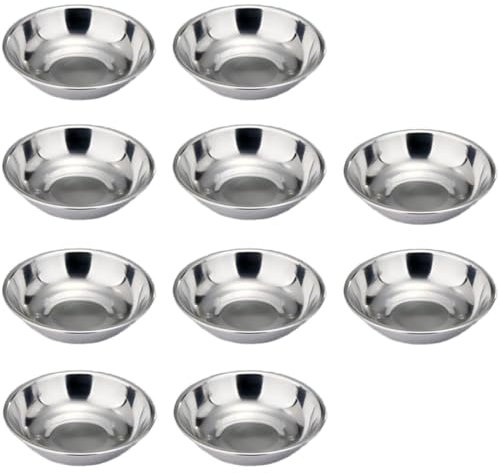 FDCGAS Mini Dipschalen,10 pcs Mini Snack Teller Edelstahl Schälchen Klein,Saucenschälchen,Sushi-Schüssel, Dip-Schalen, Snack-Schüssel, Servierschalen Für Saucen Snacks Sushi Gewürze(6 * 0.88cm)