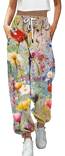 WILLBEST ballettstrumpfhose mädchen Sporthose Damen Lang Weites Bein Hosen Damen Locker Baggy Jeans schwarz high Waist Yogahose Lang Mit Taschen Latzhose Cord Winter