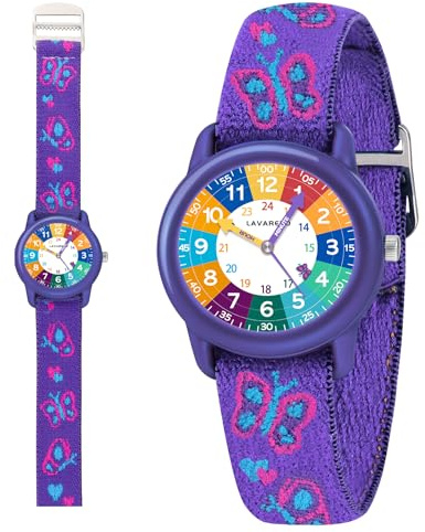 Timever Montre analogique pour Enfants Filles et garçons avec Bracelet en Tissu élastique Doux pour Apprendre l'heure, Montre étanche pour Enfants âgés de 3 à 12 Ans, Cadeau pour Tout-Petits