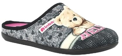 Pantofole Donna con Orsetto Peluche, Ciabatte Invernali con Plantare in Tessuto Imbottito Estraibile