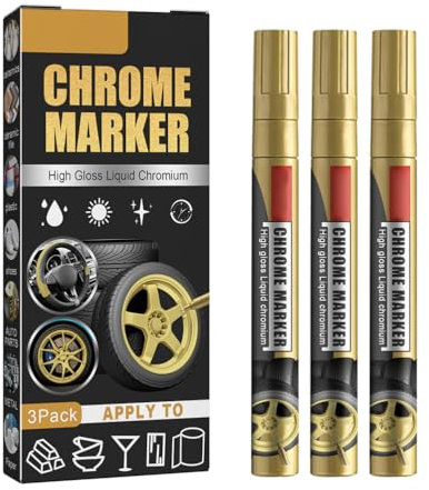 Bolígrafo de Pintura para Reparación de Rayaduras de Coche, Marcador Líquido de Alto Brillo, Oro Cromado y Plata para Pintura para Colorear Neumáticos de Coches (A)