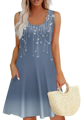Vestidos Largos Mujer Verano, Vestidos Verano Mujer 2025 Playa Fiesta Sin Mangas Cuello Redondo Baratos Elegantes Vestido Summer Dresses for Women Compra Online Marina de Guerra