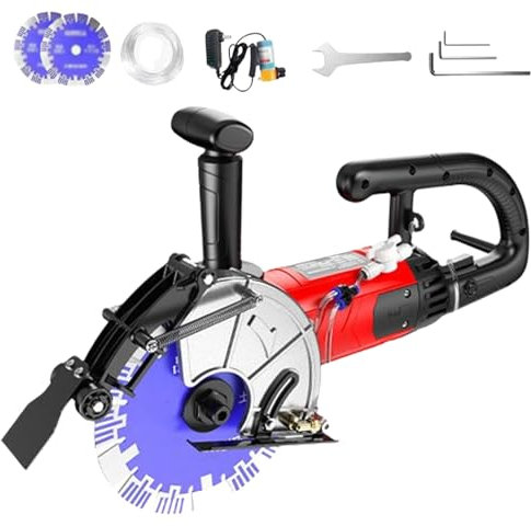 Macchina scanalatrice portatile per calcestruzzo, scanalatrice per muri ad alta potenza da 2800 W con doppia uscita dell'acqua spray, per tagli efficienti su superfici in marmo, granito e pietra.