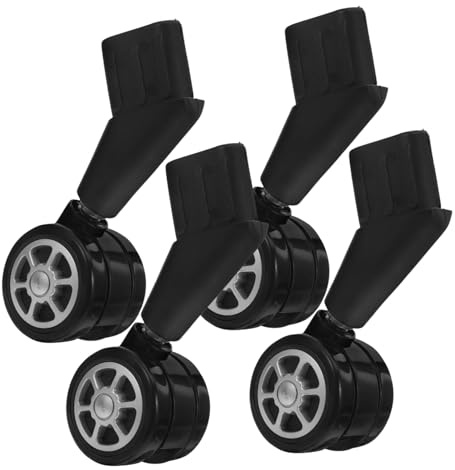 Housoutil 4 Pièces Roues de Chaise de Bureau Silencieuses avec Tige Roulettes Plastique Robustes pour Meubles Pivotantes et Compatibles Sols et Tapis