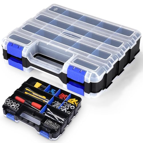 Scatola Portaoggetti a doppio lato a 34 scomparti Scatola di assortimento s u entrambi i lati Organizer Viti Attrezzi Plastica scatola con viti con divisorio rimovibile