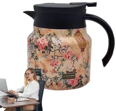 Brocca isolata: Con Stampa Floreale, Calda, Brocca Di Acqua Calda Di Grande Capacità | Dispenser Di Bevande, Cucina, Ufficio, Festa A Casa, Tè Caldo, C