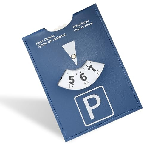 Simsky Parking Disc, Pack of 2, 11 x 15 cm, Soft Faux Leather, Premium Car Parking Meter with Clear Time, for Car, Motorcycle, RV