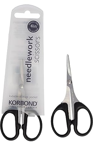 Korbond Needlework 4 Inch (10cm) – Soft Grip Professional, Household, Fabric, Paper Scissors. Ambidextrous – for Right & Left Handed