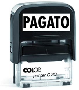 Timbro PAGATO Autoinchiostrante Pronto all'uso con Testo personalizzato Modello Colop Printer C 20 Commerciale Ufficio Scuola Lavoro Inchiostro disponibile in 3 colori (TAMPONE NERO)