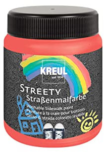 KREUL 43103 - Streety Straßenmalfarbe in Ringelsockenrot 200 ml, abwaschbare Flüssigkreide zum Malen mit Pinsel oder Roller, flüssige Straßenmalkreide, vegan, dermatologisch getestet, auswaschbar