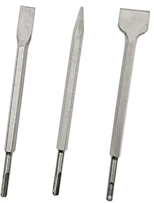 JZK Set 3 Burins SDS Plus, Burin Large, Burin Plat, Burin Pointu pour Perceuses Légères et Marteaux à Percussion Travail Standard dans le Béton Carrelage Bloc de Construction