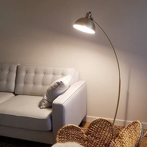 Osasy Lampada da Terra ad Arco Design Industrial, Piantana con Base Rotonda in Metallo Dorato, Lampada da Divano per Arredamento Casa