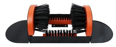 Zeluga 26-387 Portable Hardwood Construction and Metal Frame Boot Scraper and Scrubber, Indoor & Outdoor Shoe Cleaner Brush, Black/Orange