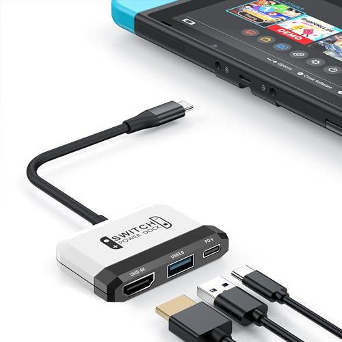 Switch Dock for Nintendo Switch OLED, 3 in 1 Switch TV Adapter with 4K HDMI, USB 3.0 Port, Type C 100W Charging, Portable Switch Docking Station Travel, for Samsung Dex S24, MacBook