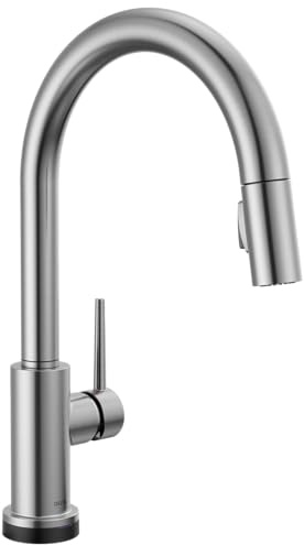 Delta Faucet Trinsic VoiceIQ Touch Kitchen Faucet with Touchless Technology, Brushed Nickel Kitchen Faucet, Smart Faucet, Alexa and Google Assistant Voice Activated, Arctic Stainless 9159TLV-AR-DST