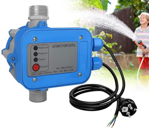 LZQ Druckschalter Wasserpumpe mit Kabel, Automatisch Pumpensteuerung Druckwächter max.10 bar, für Gartenbewässerung,Hauswasserwerk,Tiefbrunnenpumpe Gartenpumpen, IP65