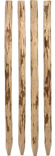 dobar® Set di 4 pali in legno, 9 x 9 cm, per recinzioni a bastoncini, adatti per 93307 in nocciola pelata, rotondi, lunghezza 120 cm, colore naturale