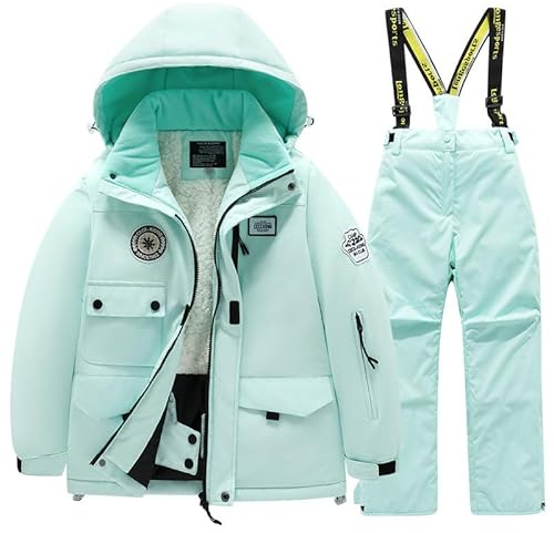 SUYUKU Kid Boy Snow 2 Traje de Invierno Gril Boy Traje de Nieve Moda Abrigo con Capucha Caliente Peto Niños Niñas Impermeable Trajes de Esquí Termo Felpa Exterior Niños Invierno Gruesa Chaqueta de