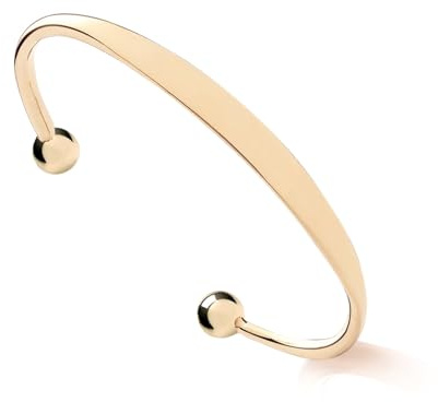 Old English Jewellers 9ct Yellow Gold on 925 Solid Sterling Silver 925 Solid Torque Engraveable Baby Bangle - Baby ID Bracelet - 2mm Wide Toddler Children's Bangle - Christening Gift