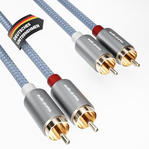 audio pirates High Performance audio cinkabel 2 x 2 RCA-kabel | briljant ljudkvalitet, mycket robust och hållbar/koaxialkabel | RCA, subwooferkabel, bil (1-pack – 3 meter)