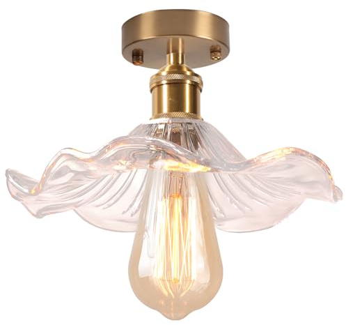 DLGLOLIN Taklampa i Glas, Vintage Kreativitet Blomma Takbelysning, E27 Taklampa, Kronljus För Korridor Matsal Sovrum