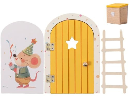 Casiler Habitación De Madera para Bebé, Casa De Muñecas En Miniatura, Minicasa De Hadas, Elfo, Puerta, Decoración De Pared, Adornos, Caja De Dientes Conmemorativa